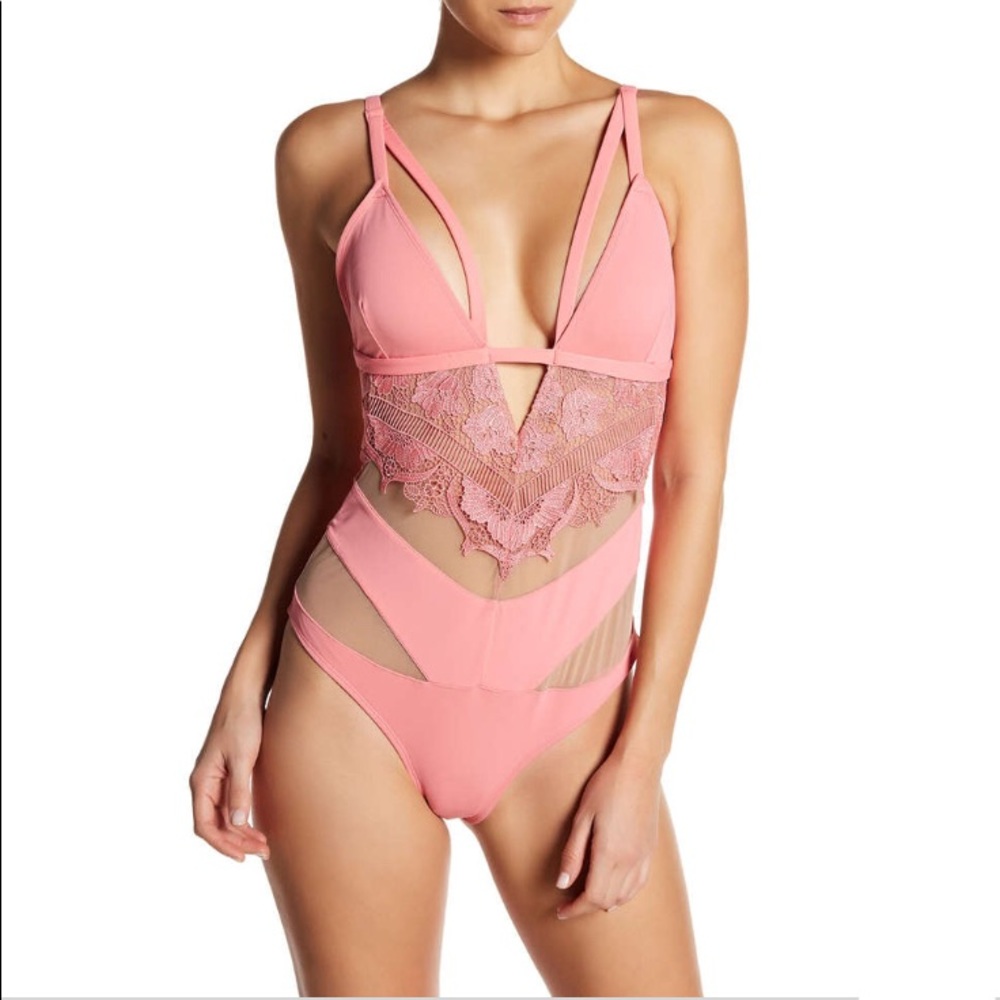 For Love And Lemons Lace Knit One-Piece Swimsuit